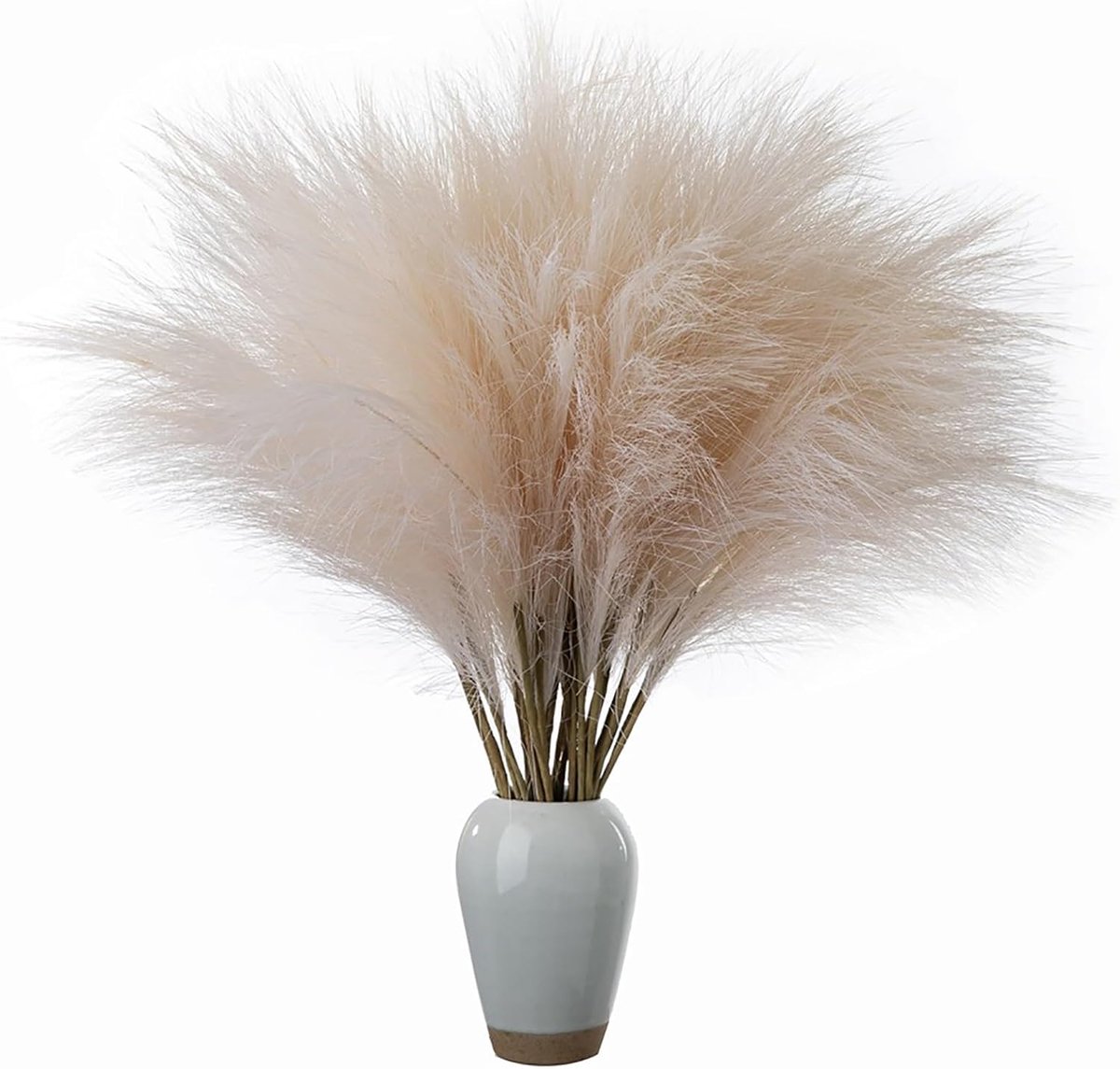 10 Stem Faux Pampas Gras, Pluizige Kunstmatige Nep Bloemen Voor Bruiloft, Thuis, Rustieke Partij, Baby Shower, Vaas Vuller Farmhouse Home Wedding Decor 22,4in (Color : Beige)