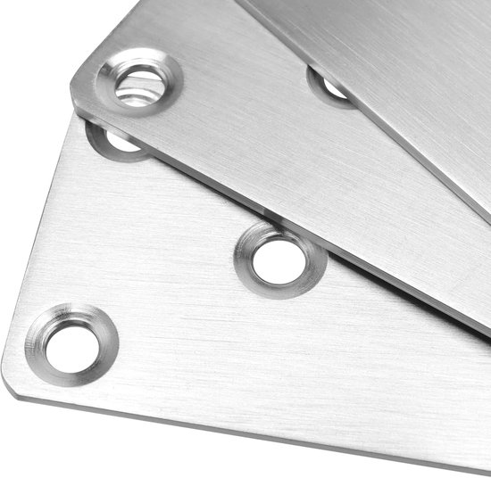 30 stuks roestvrijstalen platte connectoren, 80 x 40 x 2 mm, zilverkleurige metalen geperforeerde plaat met 6 gaten, stabiele houten connector voor stoelen, tafels, kasten, hekpalen — afbeelding 2