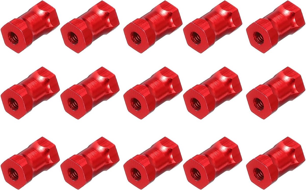 Afstandhouders van aluminium, zeshoekige afstandhouders M3 x 10 mm, assortiment afstandhouders voor vliegtuigen RC quadrocopter FPV CNC rood 15 stuks