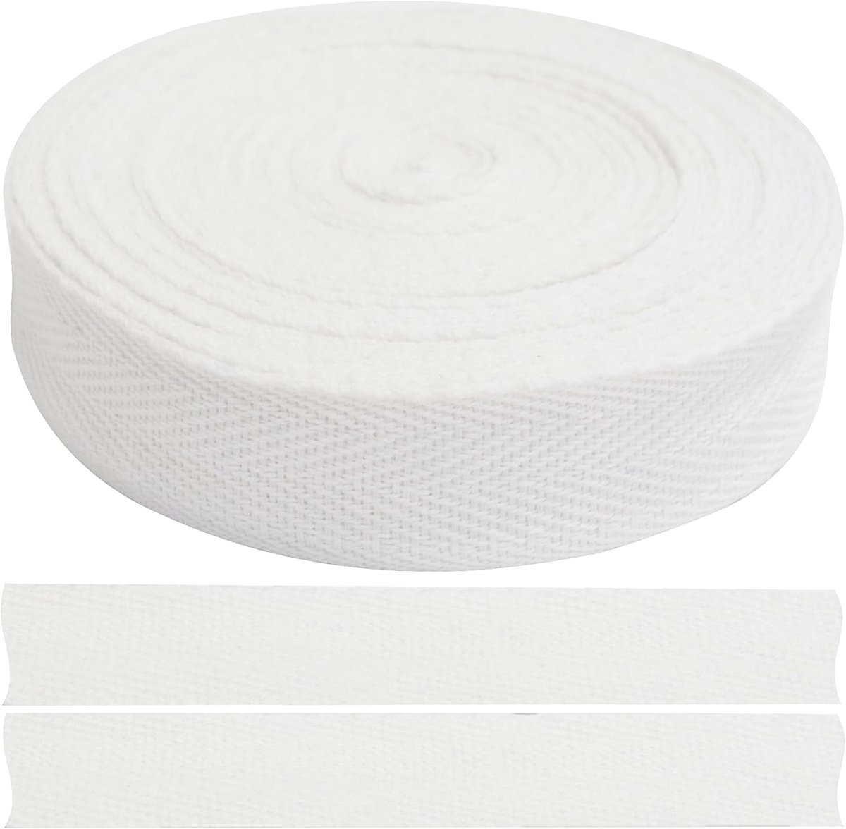 - C77654 - kepergalonband met visgraatpatroon 9 meter x 20 mm - katoen - kleur wit