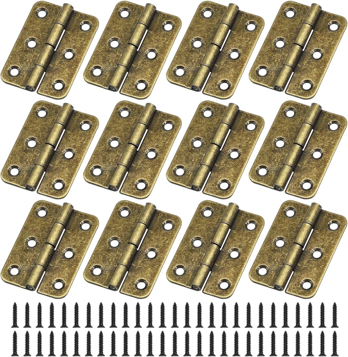 Scharnieren 2 inch vouwscharnieren verdikte houten deurscharnier met 74 stuks antieke scharnierschroeven voor huismeubilair hardware kast deur lade houten doos