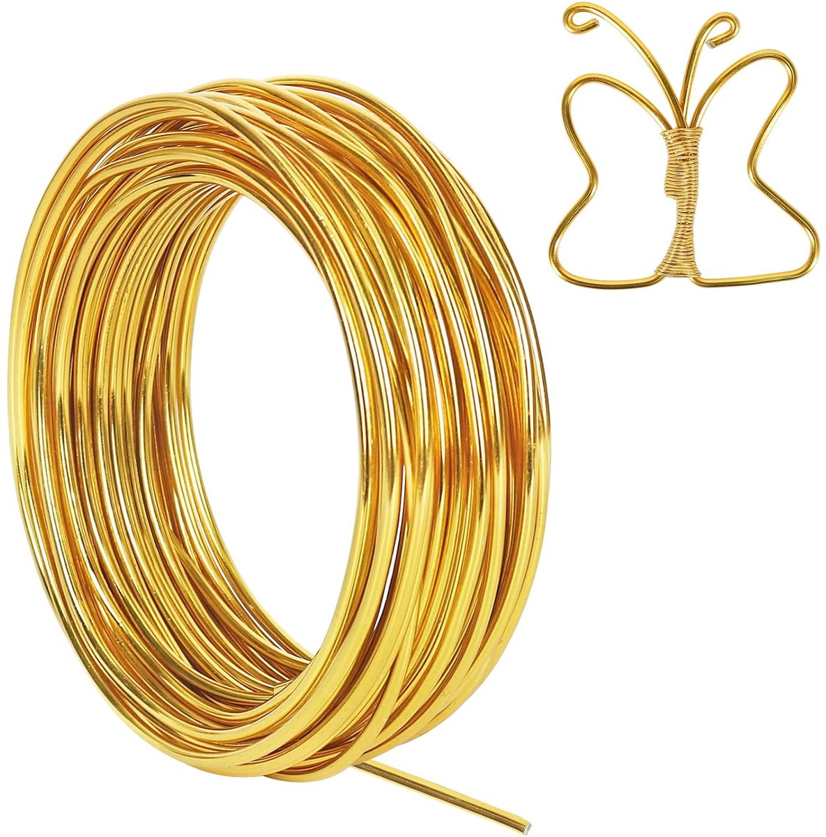 Draad, 50 voet buigbare metalen draad voor beeldhouwen, fiets modellering skelet knutselen bloemen maken, sieraden maken, draad weven en wikkelen (goud)