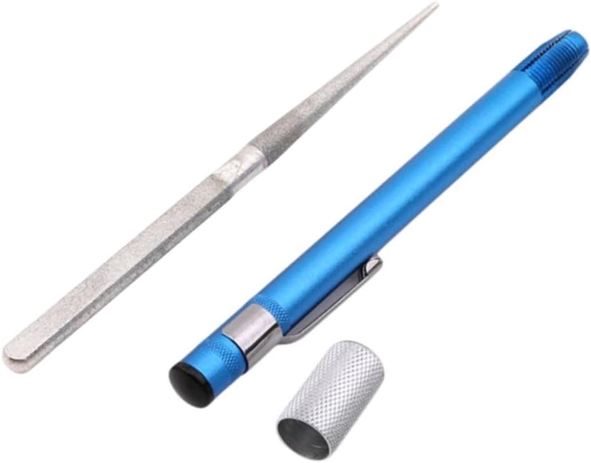 Draagbare Mespuntenslijper - Diamant Slijpstift voor Gekartelde, Jacht- en Keukenmessen - Blauw