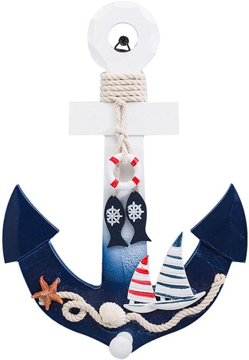 anker Muurdecor, nautisch schip, houten ornamenten, middellandse zee art, wandmontage (11*0.5*7.7")"}
