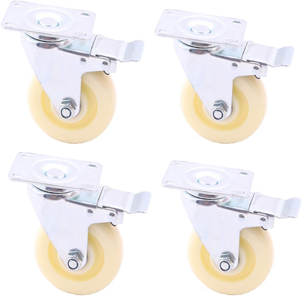 Zwenkwielen, ingebouwde stofafdichting, wit nylon wiel, dragende 770 lbs, 75/100/125 mm