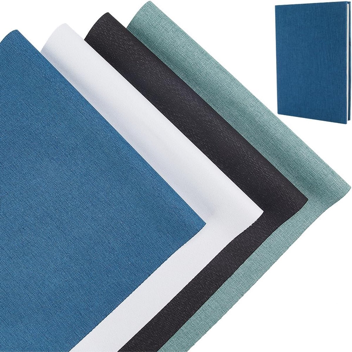 Boekomslagen 34.8 x 30 cm, 4 kleuren, voor A5-A8-boeken, bindstofoppervlak, boekomslag met papieren rug, bijbelboekalbum, archief-DIY-bindingsbescherming, boekdoek