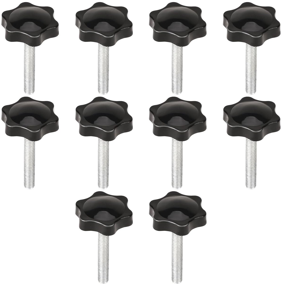 10 stuks Rändelschraube M6 x 40 mm sterrenschroef schroeven met sterhendel vleugelschroeven sterkopschroef Gerändelte zwarte schroefdraad klemknop