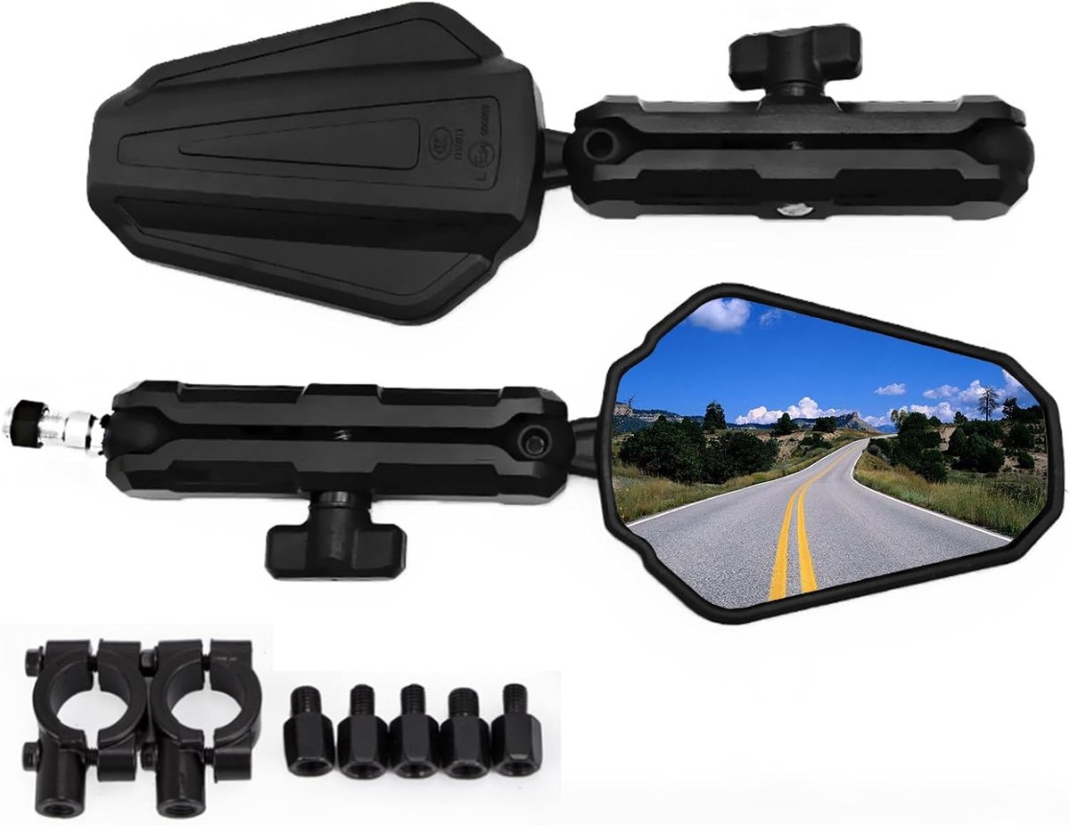 stuurspiegel achteruitkijkspiegel universeel E-getest links en rechts zijspiegel achteruitkijkspiegel motorfiets spiegel 360° draaibaar met aluminiumlegering compatibel voor scooter scooter