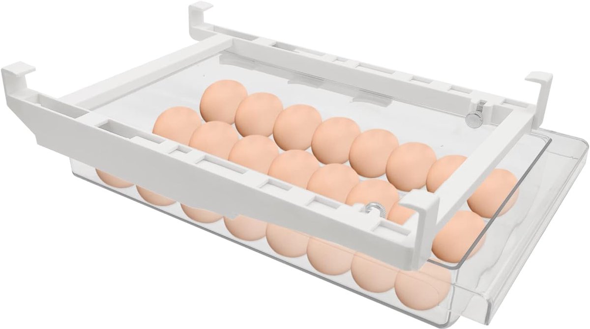 uittrekbare koelkast, lade, uittrekbare koelkast, lade, ruimte voor 18 eieren, lade-organizer, geschikt voor de meeste koelkasten