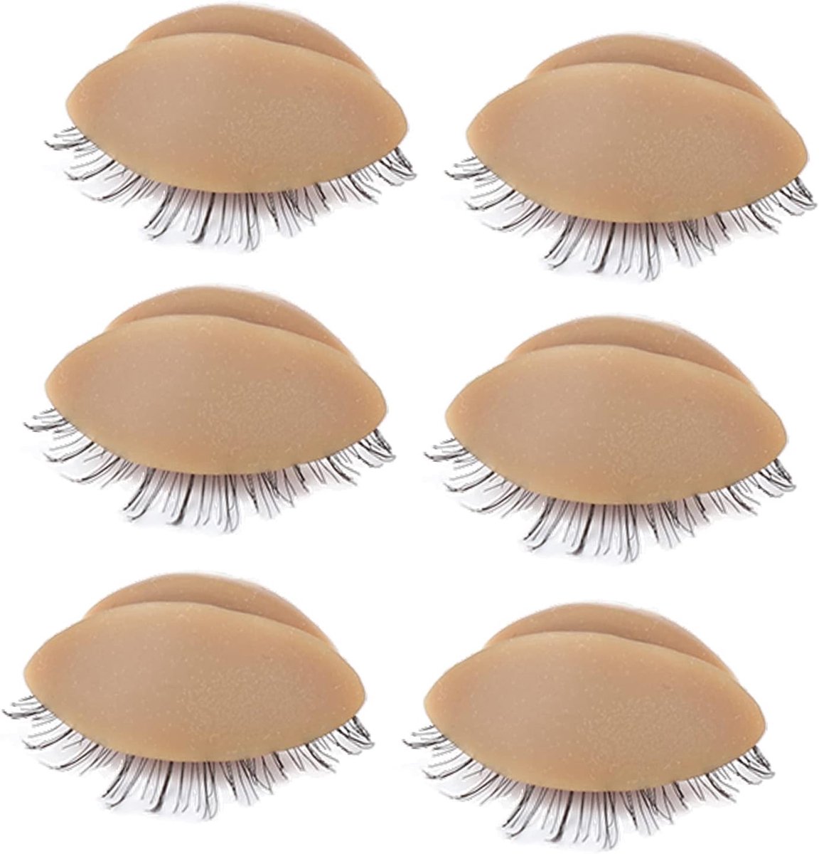 oogleden, 3 paar mannequinkop-oogleden met wimpers voor wimperverlenging, plug-trainingspraktijk, bruin