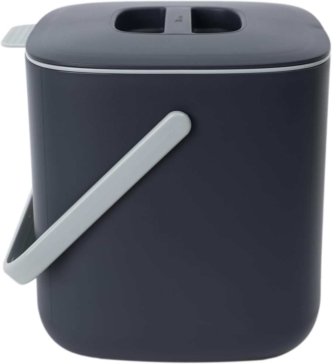 GINKGO Keukencompostbak, gemakkelijk te reinigen voedselafvalcontainer voor de keuken, compostbak voor het werkblad, emmer voor keukenafval (2,6 liter), grijs