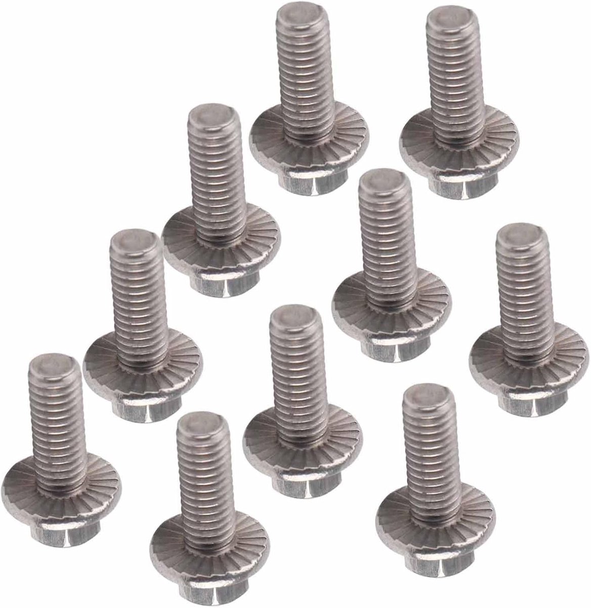 10 stuks M6 flensbouten zeshoekige kop schroeven met flange van roestvrij staal 304 [M6 x 20]