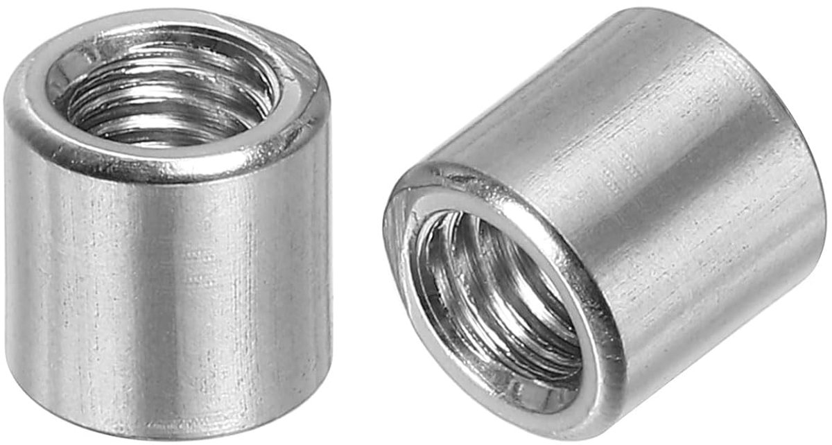 10 stuks moeren ronde stekkers M5, koppelingsmoeren roestvrij staal 304 lengte 8 mm / 0,31 inch moer bout stang huls lengte houder, M5 x 8 x 8 mm
