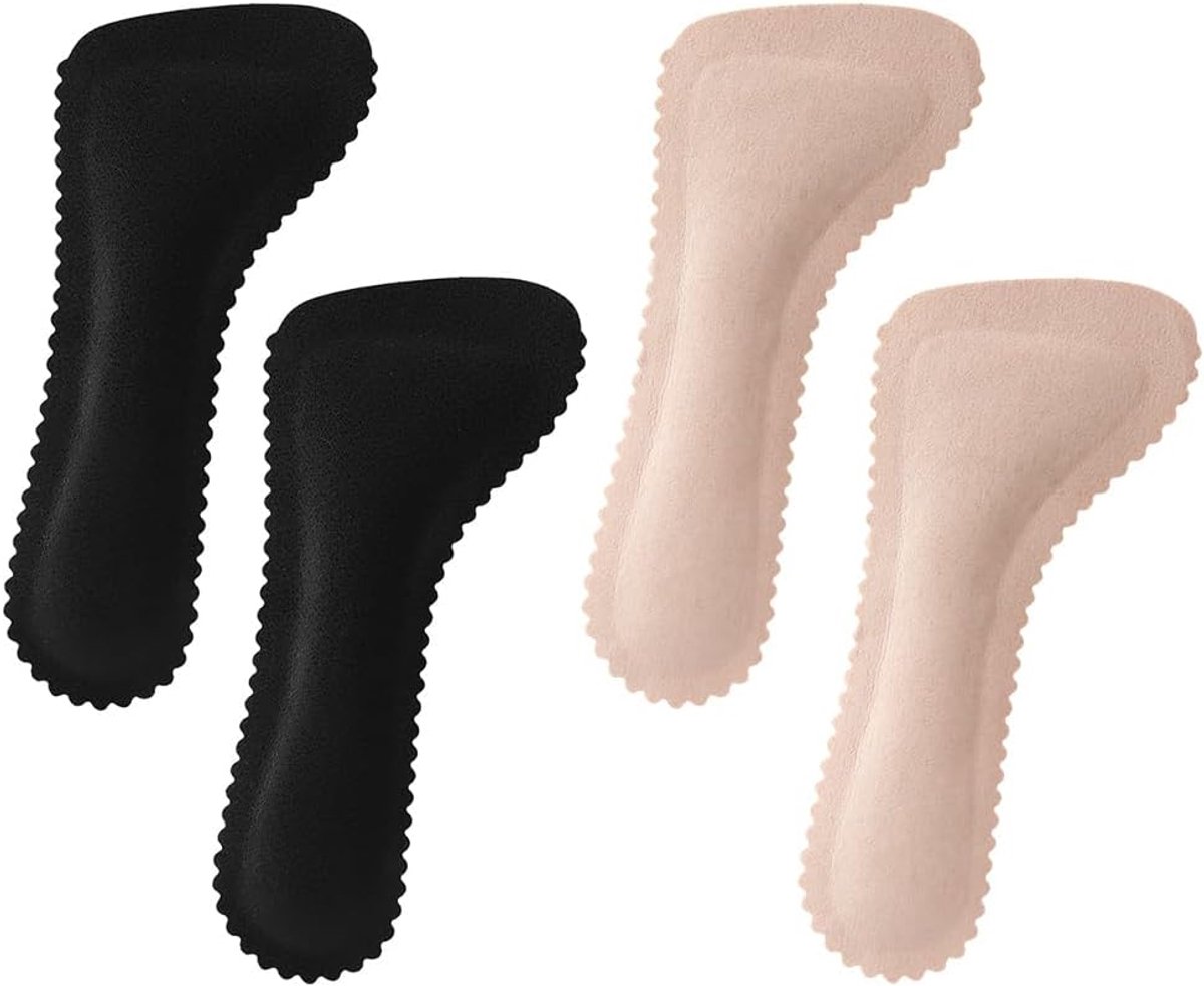 Comfortabel, ademend, antislip, zelfklevend, dunne inlegzolen, zweetabsorberend, zachte pads voor sandalen (zwart + beige)