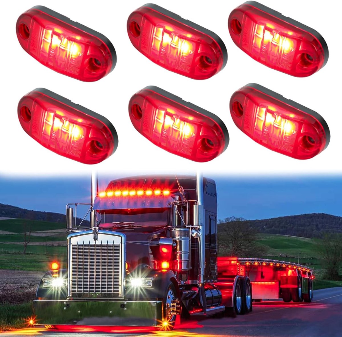 Zijverlichting, Universele 12V-30V zijmarkeringslamp, 6 stuks auto-zijverlichting lampen indicatoren van de positie voor vrachtwagen, aanhanger, bus, caravan, bestelwagen, camper