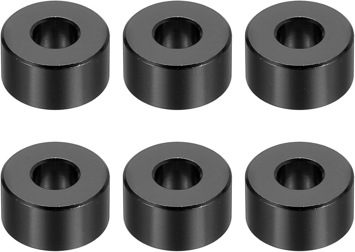 M6 Aluminium Spacers, 6 Stks Metalen Spacers Aluminium 6.2mm ID x 15mm OD x 8mm L Aluminium Spacer Schroef Standoff Ronde voor 1/4 "of M6 Schroefbouten, Zwart