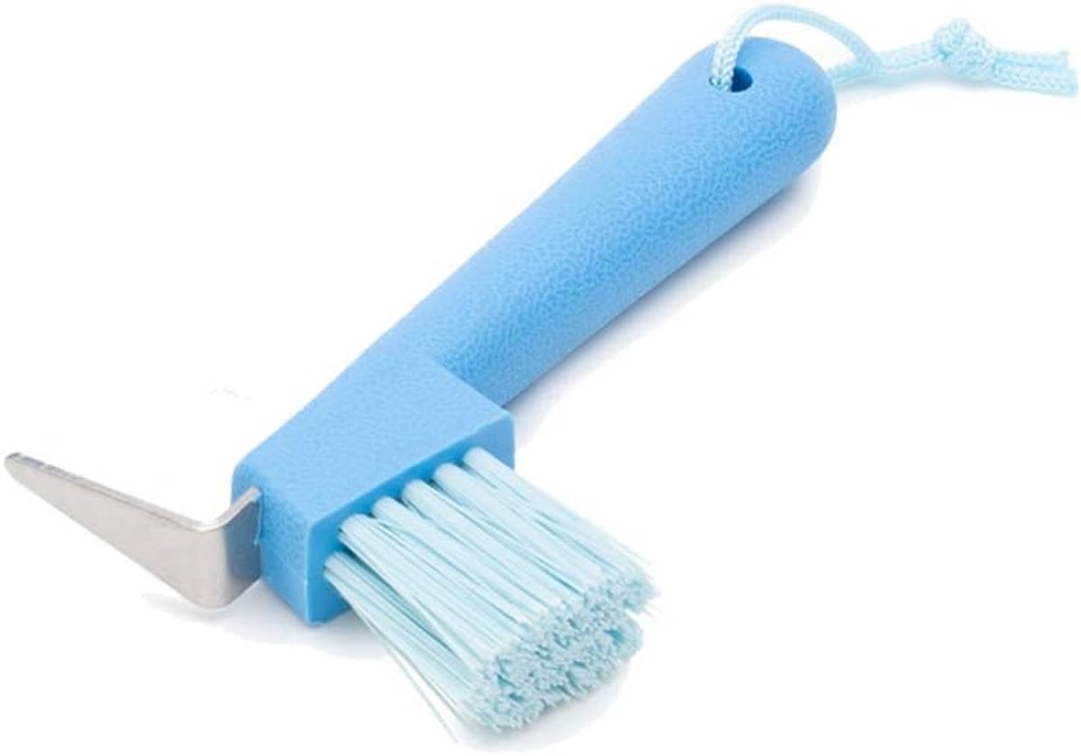 Kids Brush Hoefkrabber met borstel | Roestvrije picker | Kids ergonomische hoefkrabber | Kids roze & blauwe hoefkrabber | 2 in 1 paarden hoefkrabber voor kinderen | Kids hoefkrabber in roze en blauw, blauw