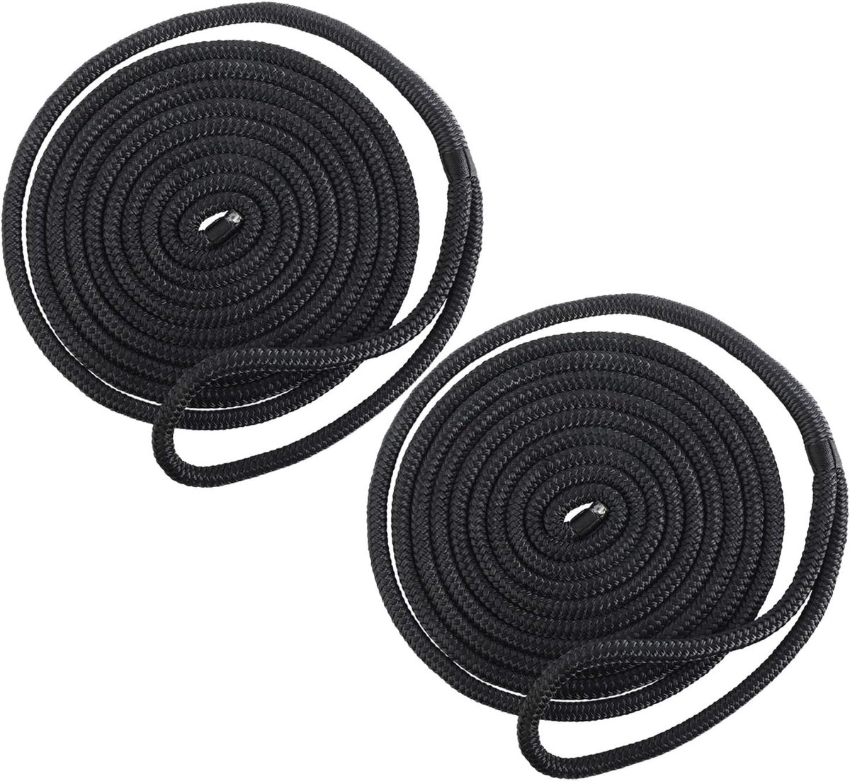 2-delig boottouw boot fenderlijn nylon dockline aanmeerlijn fendertouw met oog 12 mm diameter 6 m lang zwart