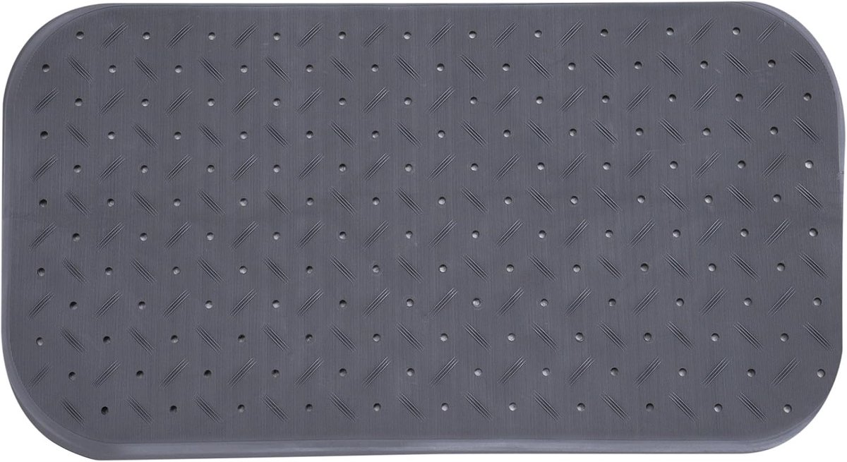 Premium douchemat, antibacterieel, antislip, met zuignappen, grijs, rozengeur, ca. 36 x 76 cm, wasbaar op 60 graden