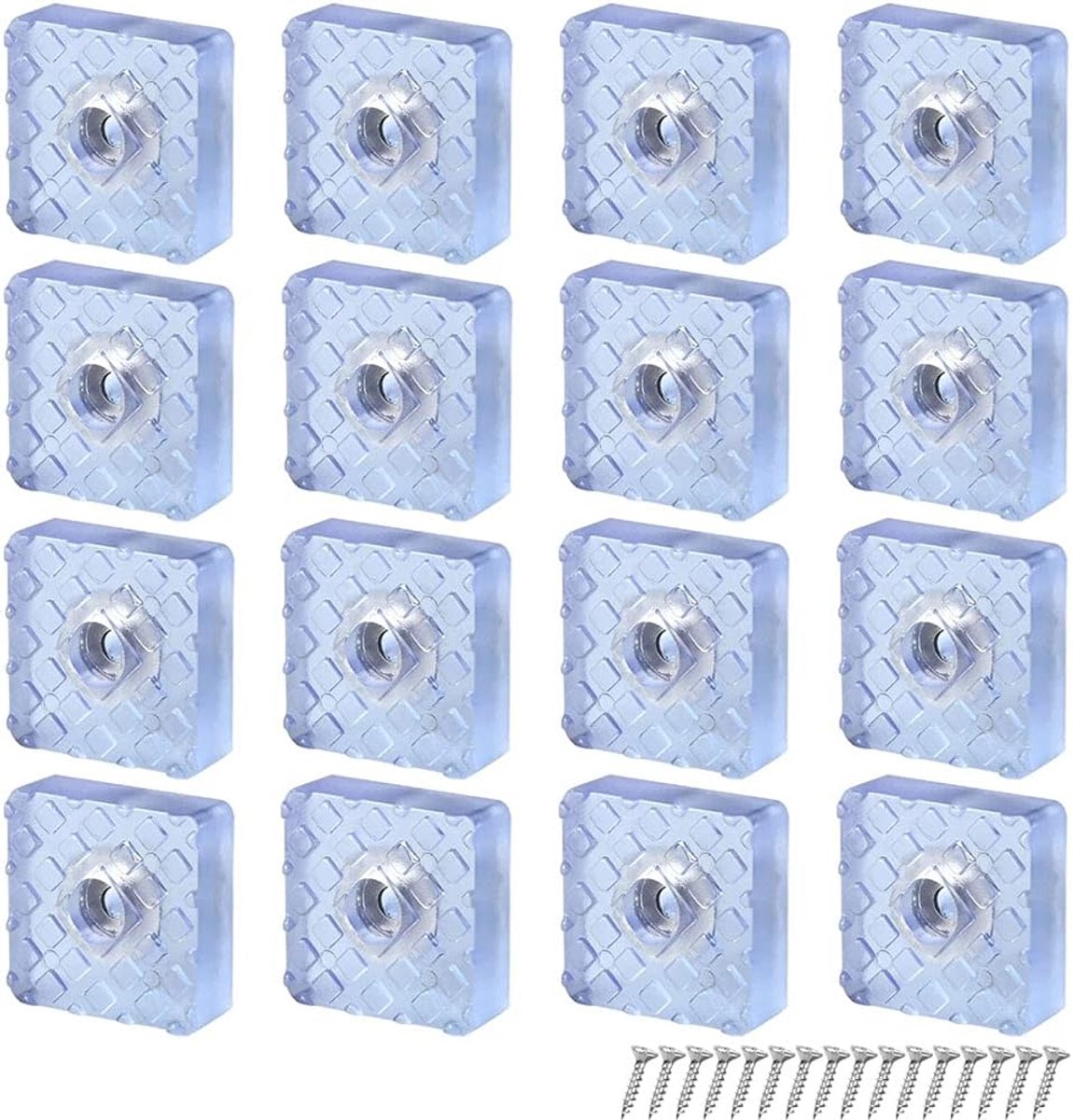 16 stuks transparante siliconen voetbeschermingspads elastische buffer rubberen voetjes rubber anti-slip meubels stoelen beenvoet pads met schroeven (30 x 30 x 10 mm)