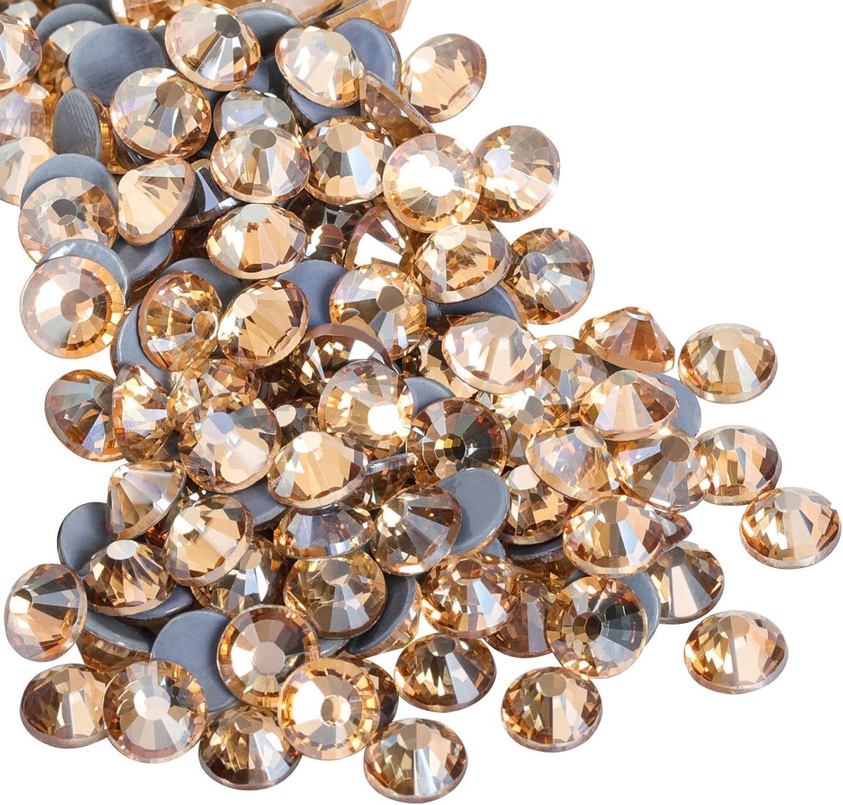 Hotfix Steentjes, 1440 stuks platte achterkant kristallen steentjes voor ambachten kleding doe-het-zelf decoraties, goud, SS20, 4,6-4,8 mm