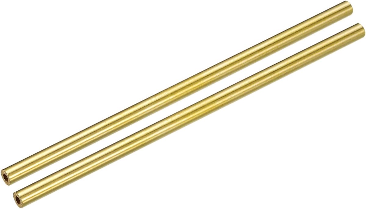 2 stuks messing buis, 100 mm lengte, 4 mm buitendiameter, naadloze rechte buis, 1 mm wanddikte, messing ronde buis voor industrie, bouw, tuin, huishouden, knutselwerk, decoratie
