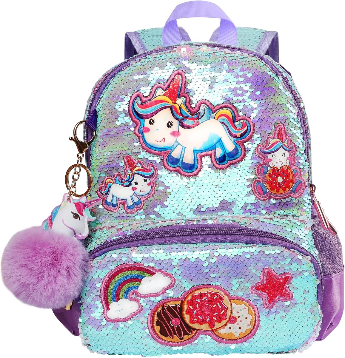 Eenhoorn Pailletten Rugzak voor Meisjes, Leuke Kinderen Schoolboek Tas voor Kinderkamer Elementair, Cadeau voor Verjaardag Xmas