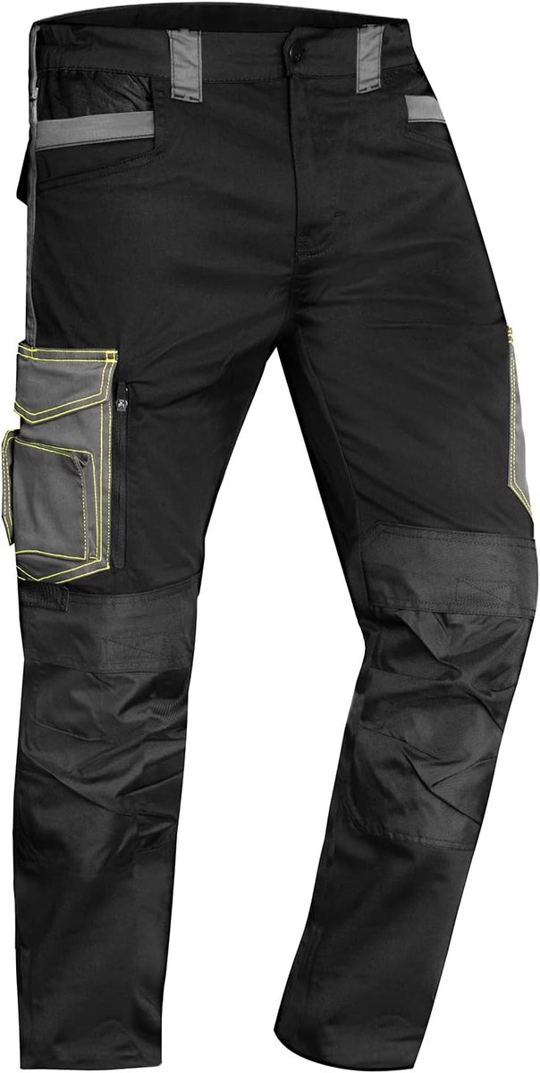 Genesis Werkbroek Heren Zwart - Stretch Cargo Broek - Kniezakken en Slijtbestendige Stof - Multipockets