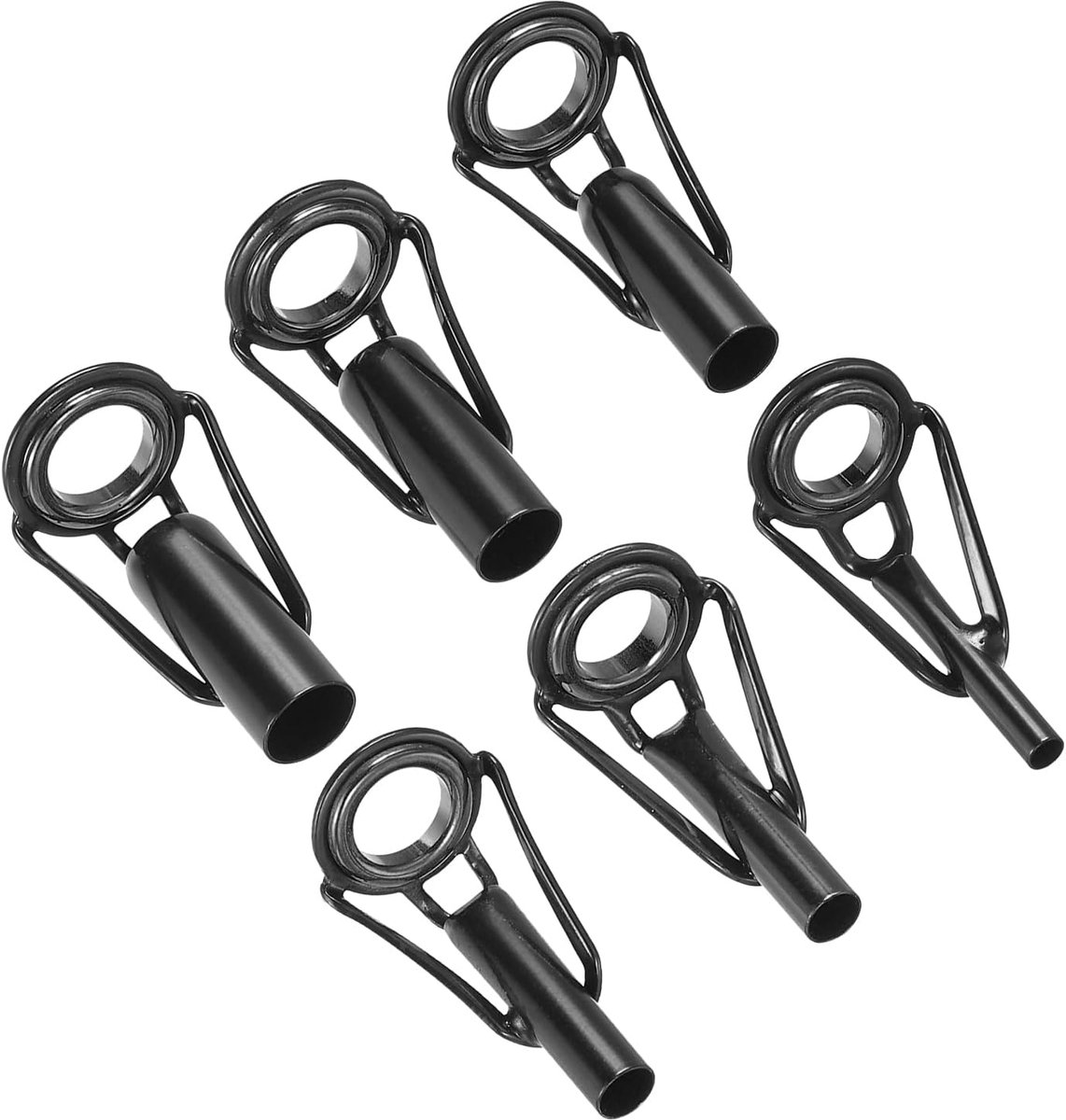 2-6 mm hengel tip reparatie kit 6 stuks roestvrij staal paal ring gids vervanging voor zout water zoetwater vissen zwart