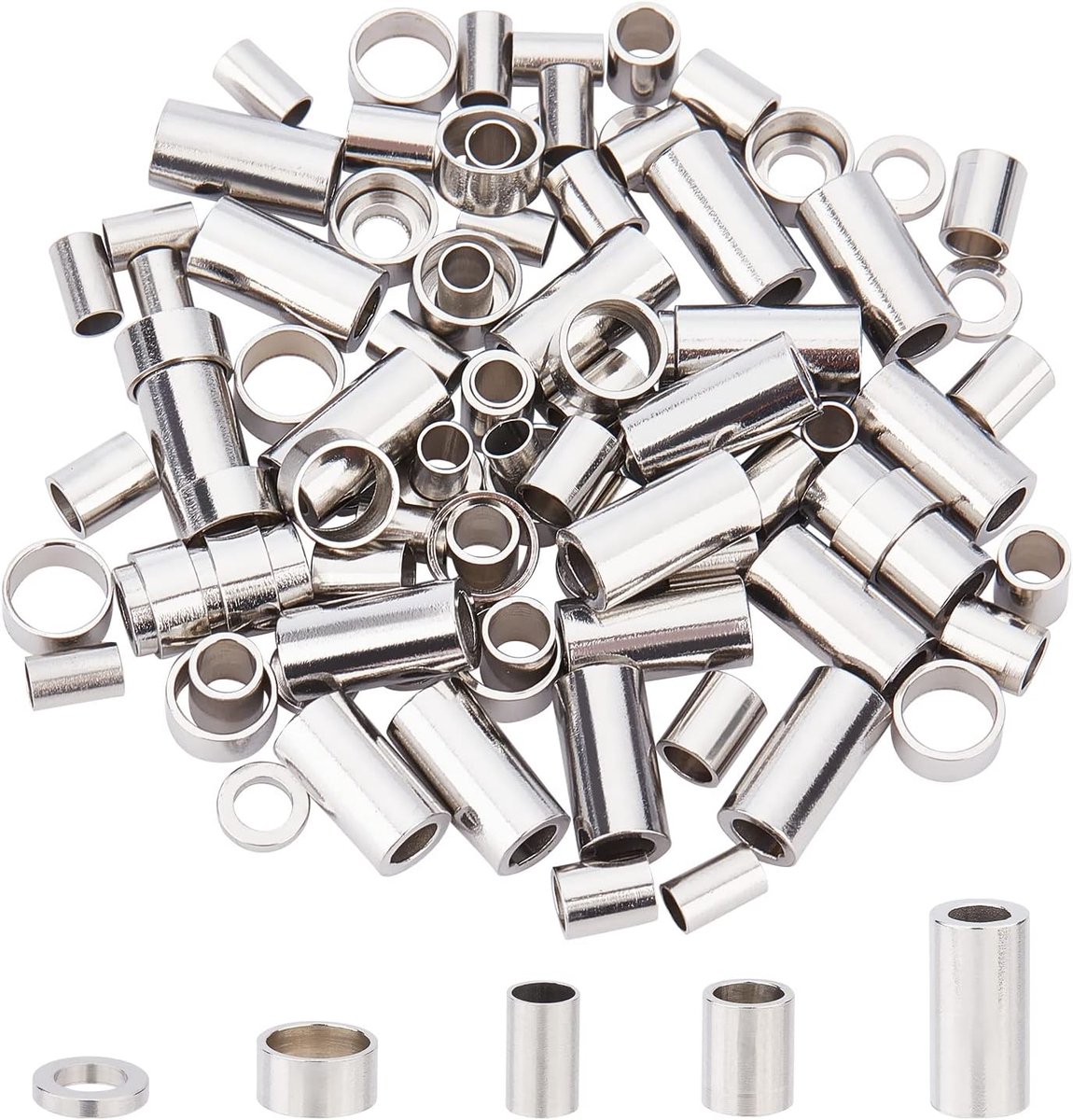 Kralen stijl kleur buis kralen ronde ring stop kralen roestvrij staal gat 2,5-5 mm voor armbanden maken van olliers