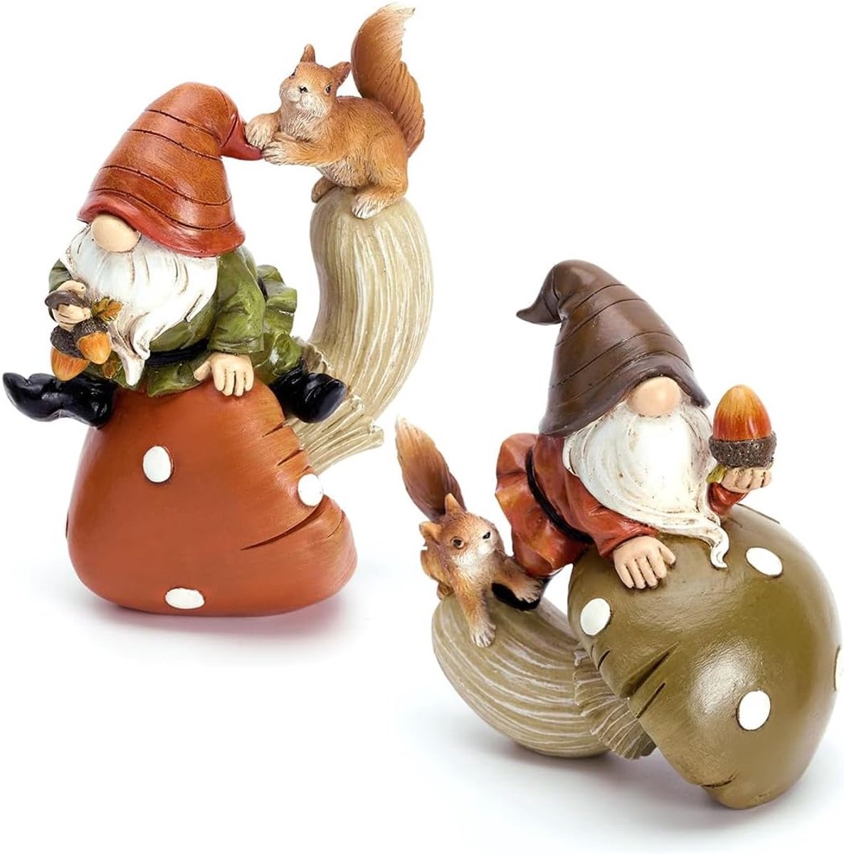 2st herfstdecoratie figuren, hars kabouters voor herfstdecoratie binnen en buiten, paddestoel decoratie, herfst kabouter tuin figuren, cadeau thanksgiving thanksgiving