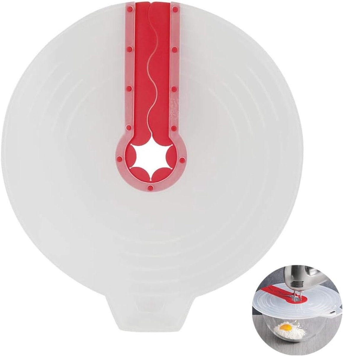 spatbescherming voor mengkom, siliconen mengkom met spatbescherming, spatbescherming kom deksel, voorkomt lastig spetteren van het deeg tijdens het mixen, 31 cm