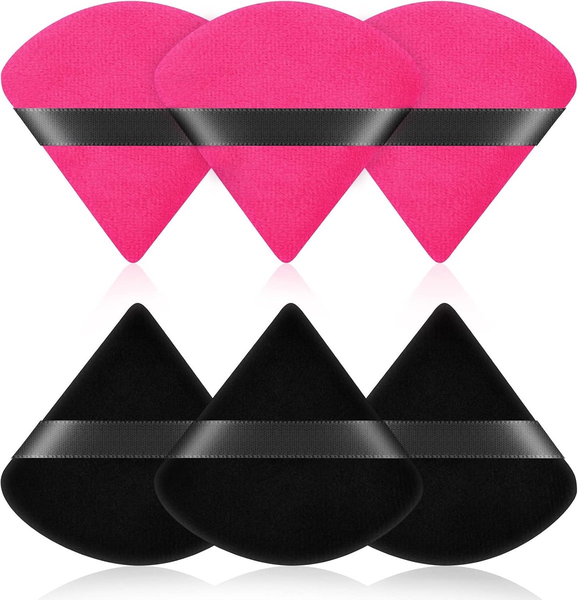 6 stuks poederdonsjes, puur katoen, zachte driehoekige wig make-uppoederdonsje voor losse poeder, mineraalpoeder, lichaamspoeder, katoen, velours, cosmetische foundation, spons