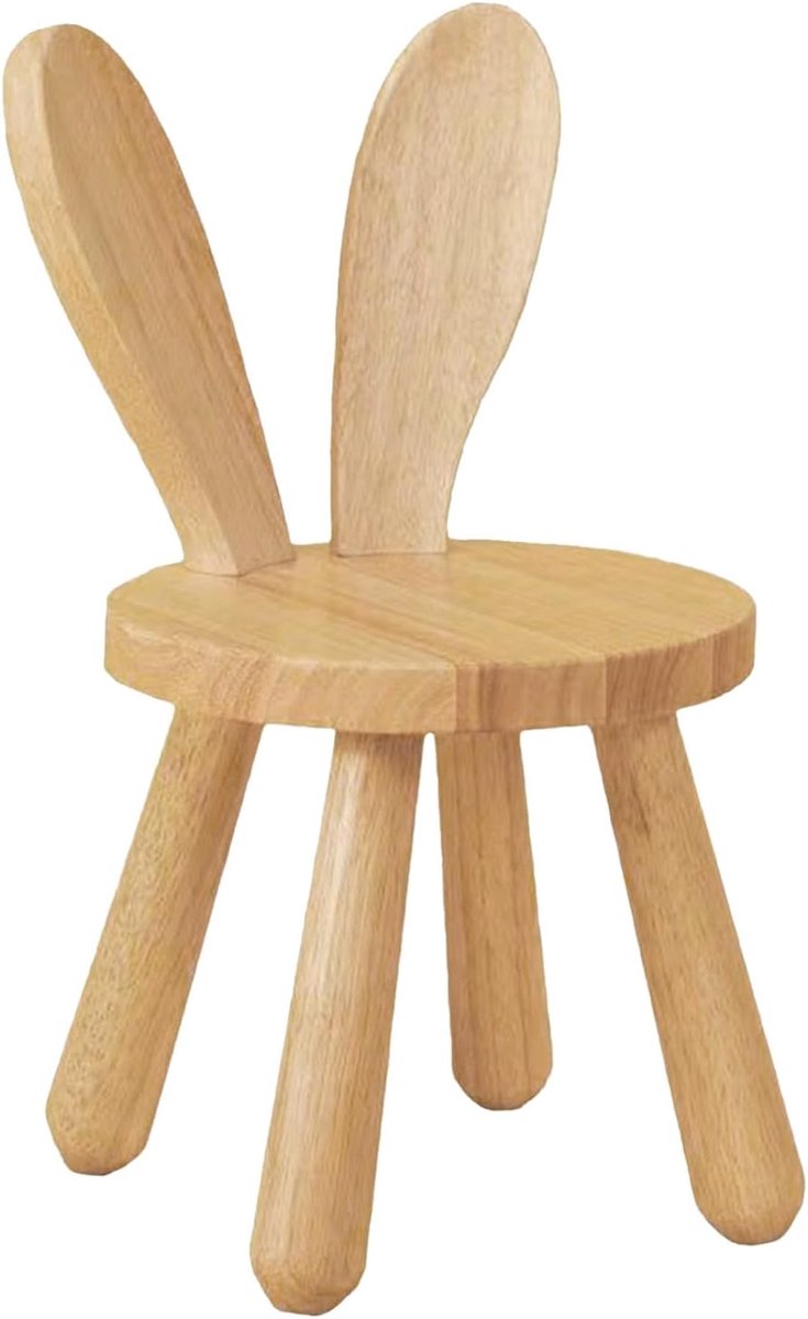 Houten Konijnenoor Stoel voor Kinderen, Massief Hout, Antislip, Schattig Ontwerp