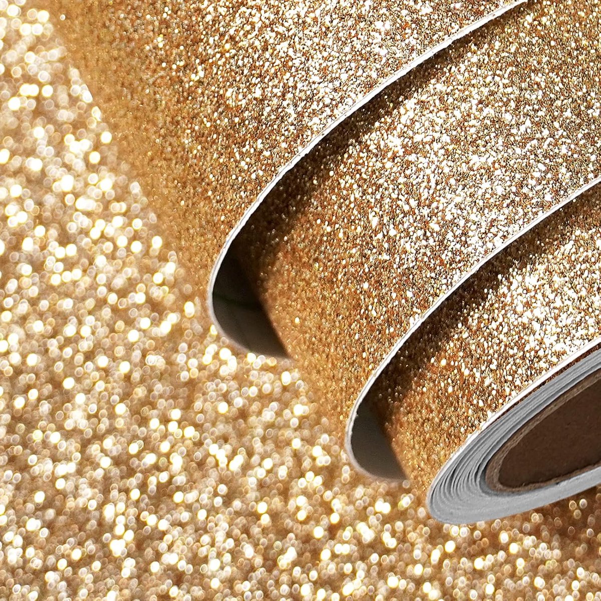 Behang, crèmegoud, 40 cm x 2 m, zelfklevend behang, champagne, wandbehang, woonkamer, slaapkamer, glitterpapier om te knutselen, zelfklevende plakfolie, knutselen, glitterfolie voor