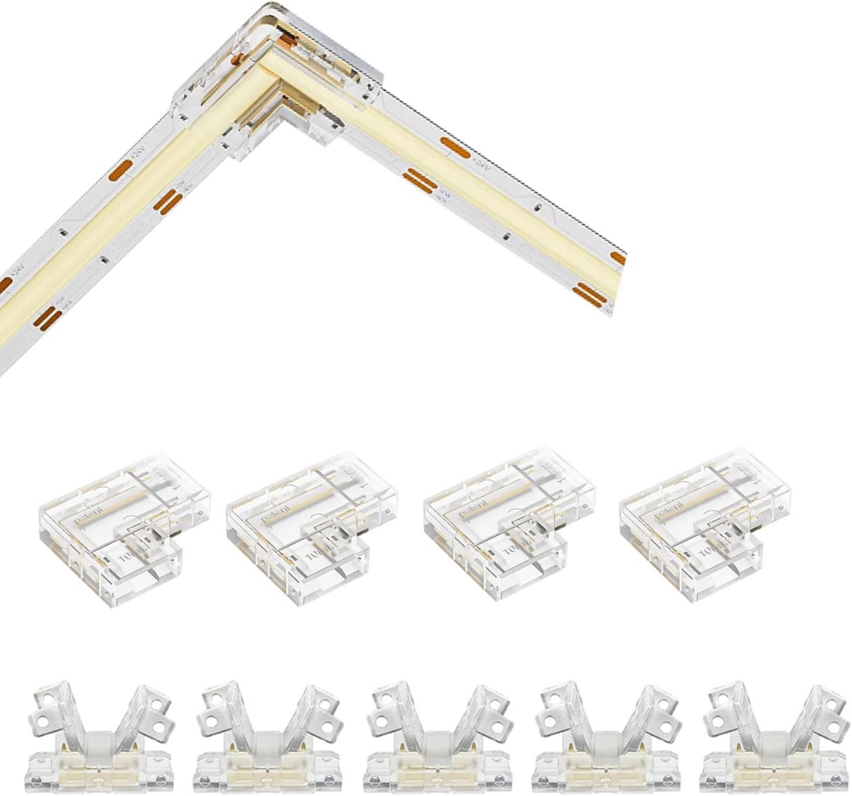 LED Strip Connector 4 Stks 3 Pin 8mm Transparante Gapless L-vormige connectoren 5 Stks 3Pin Strip naar Strip Connectoren voor PWM FCOB LED Strip Lights