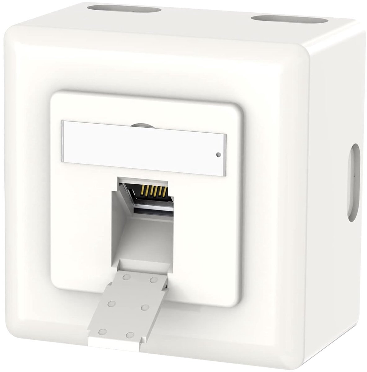 Netwerkaansluiting Cat6A, 1 x RJ45-poort Lan-aansluiting, data-uitgang voor opbouwmontage of inbouwmontage - afgeschermd, 10 Gigabit Ethernet-netwerk RJ45-aansluitingen, POE, wit