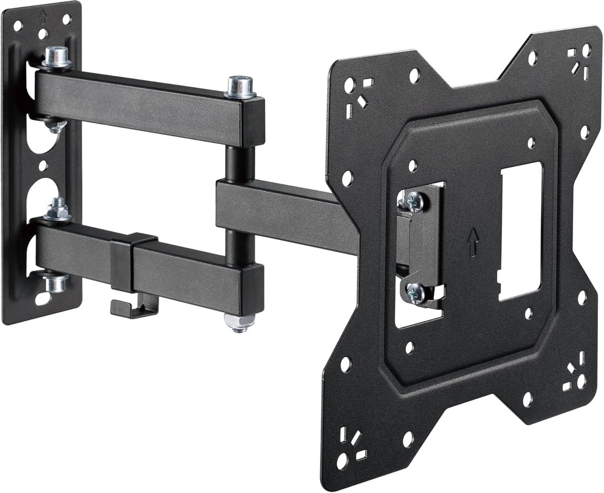TV muurbeugel, universeel kantelbare en draaibare muurbeugel met scharnierarm, max. VESA 200x200mm, voor 23-43 inch platte en gebogen tv-monitoren tot 30 kg zwart