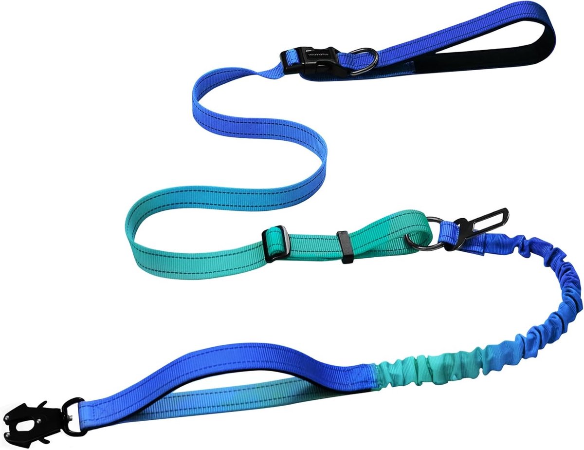 SnelShoppen - Heavy Duty Handsfree Hondenriem met Snelsluiting Karabijnhaak en Verstelbare Anti-Trek Bungee Hond Running Heupriem voor Wandelen en Tra