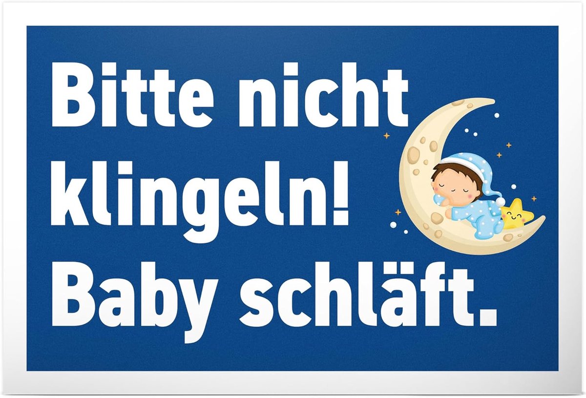 Bitte nicht Klingeln Baby Schlafft - 30 x 20 cm kunststof bord - collega vrienden cadeau jongen ouders cadeau-idee decoratie - instructiebord kennisgeving pasgeborene spreukenbord deurbord