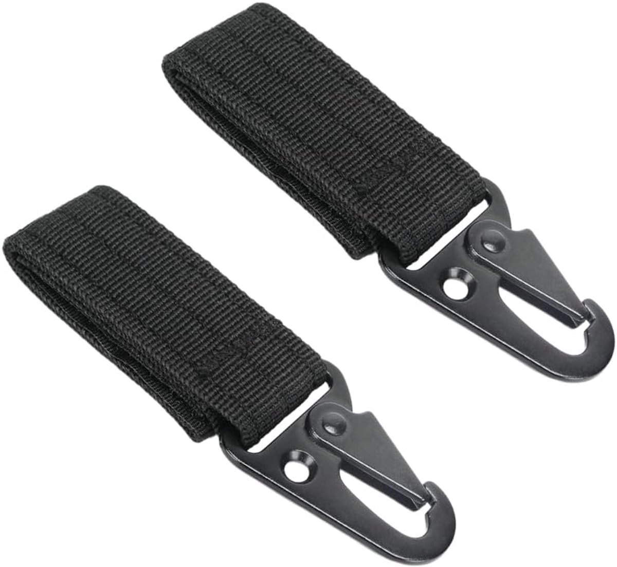 2 stuks tactische sleutelhangers met riemclip, karabijnhaak, Molle-riem voor bergbeklimmen, kamperen, wandelen