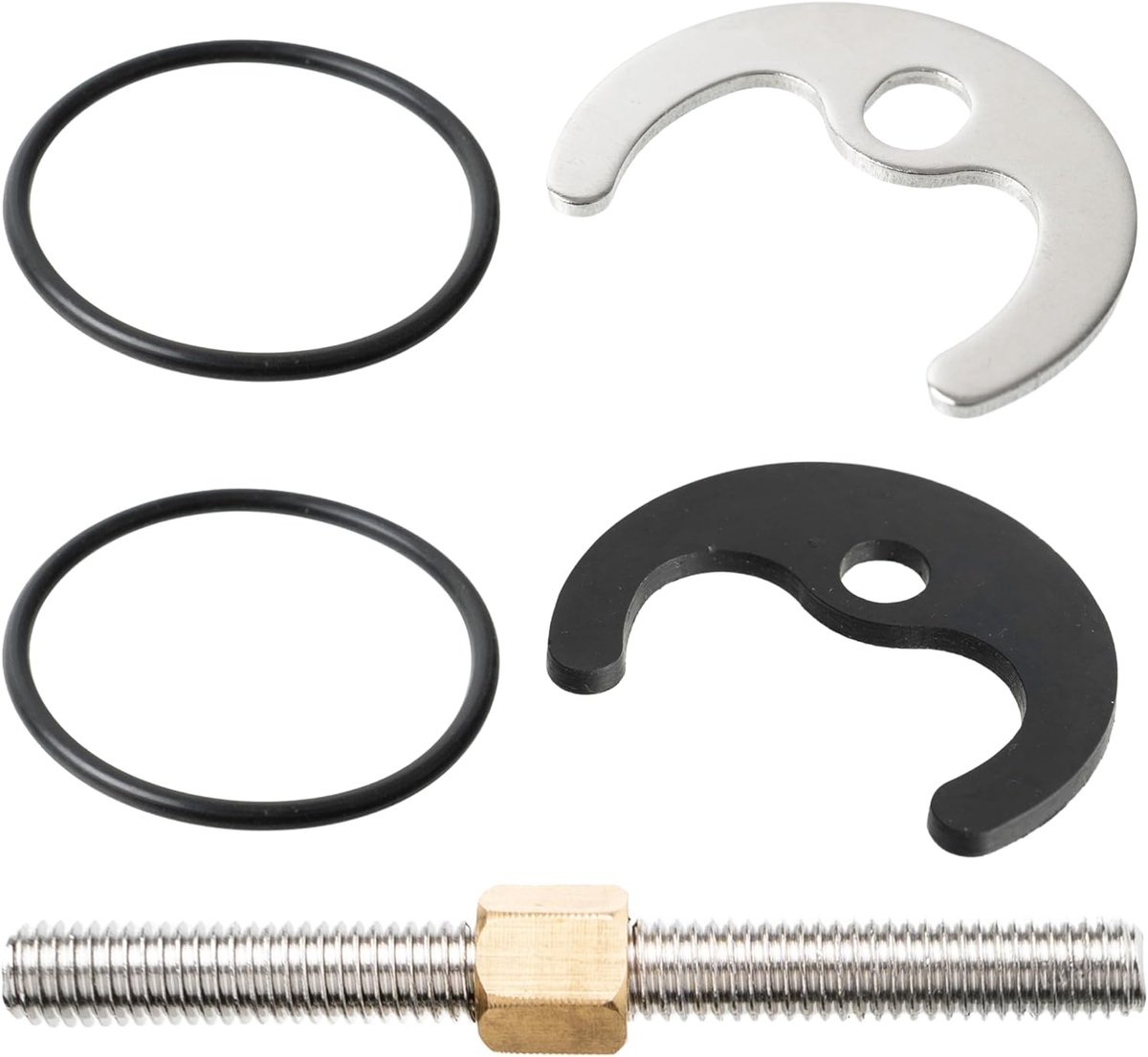 schroefsysteem, 1 set, met M8 schroef 80 mm, ééngats montageset voor kraanbevestiging, incl. hoefijzer montageplaat, moer, rubber afdichtring en 2 x O-ring