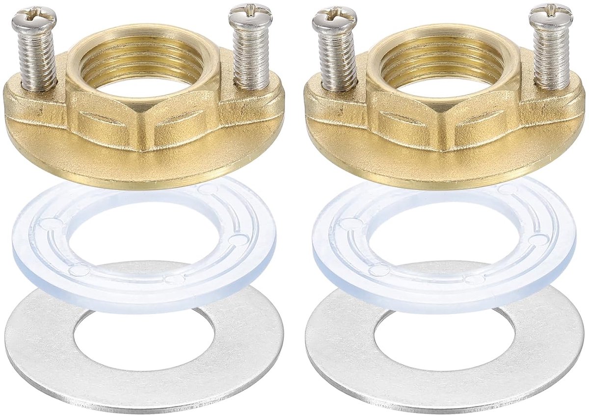 Set van 2 zeskantmoeren met binnendraad (3/4 inch) 19 mm moeren voor het vergrendelen van de kraan van roestvrij staal 304 met een gat afdichting, set gereedschap voor het bevestigen van de