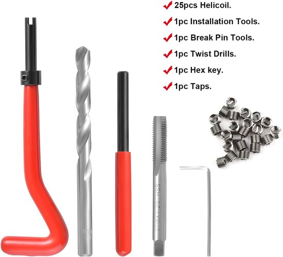 Schroefdraadreparatieset, schroefdraadreparatie M9 X1,25, schroefdraadreparatieset voor schroefspoel, schroefdraadreparatiegereedschap voor autoschroefdraad, 15 stuks — afbeelding 5