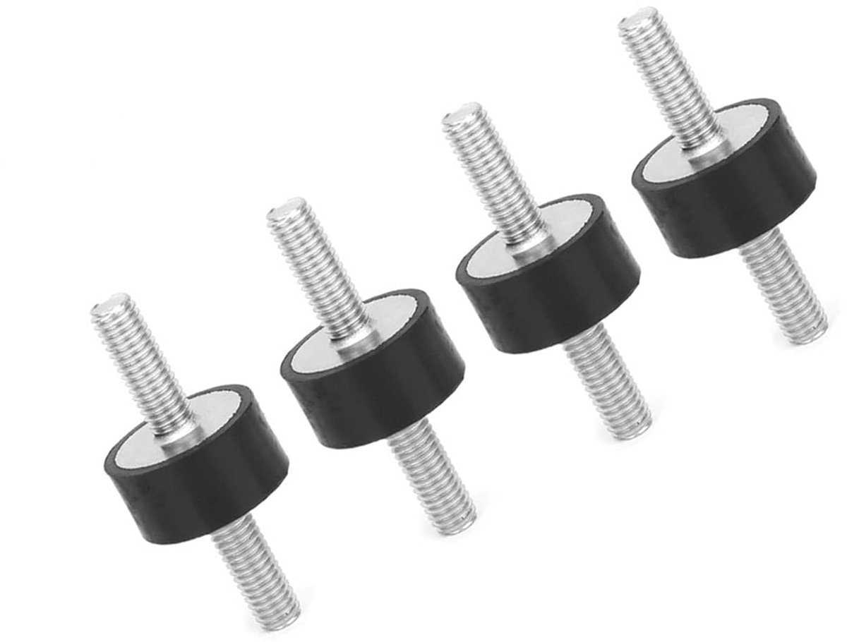 4 stuks M6 trillingsdempende rubberen isolatorbevestigingen met 2 schroefdraadbouten Schokdemper Dubbele uiteinden Schroef Trilling Dempingbevestigingen Silent Block Demper Auto Boat Coil (VV20 * 10 M6 * 18)