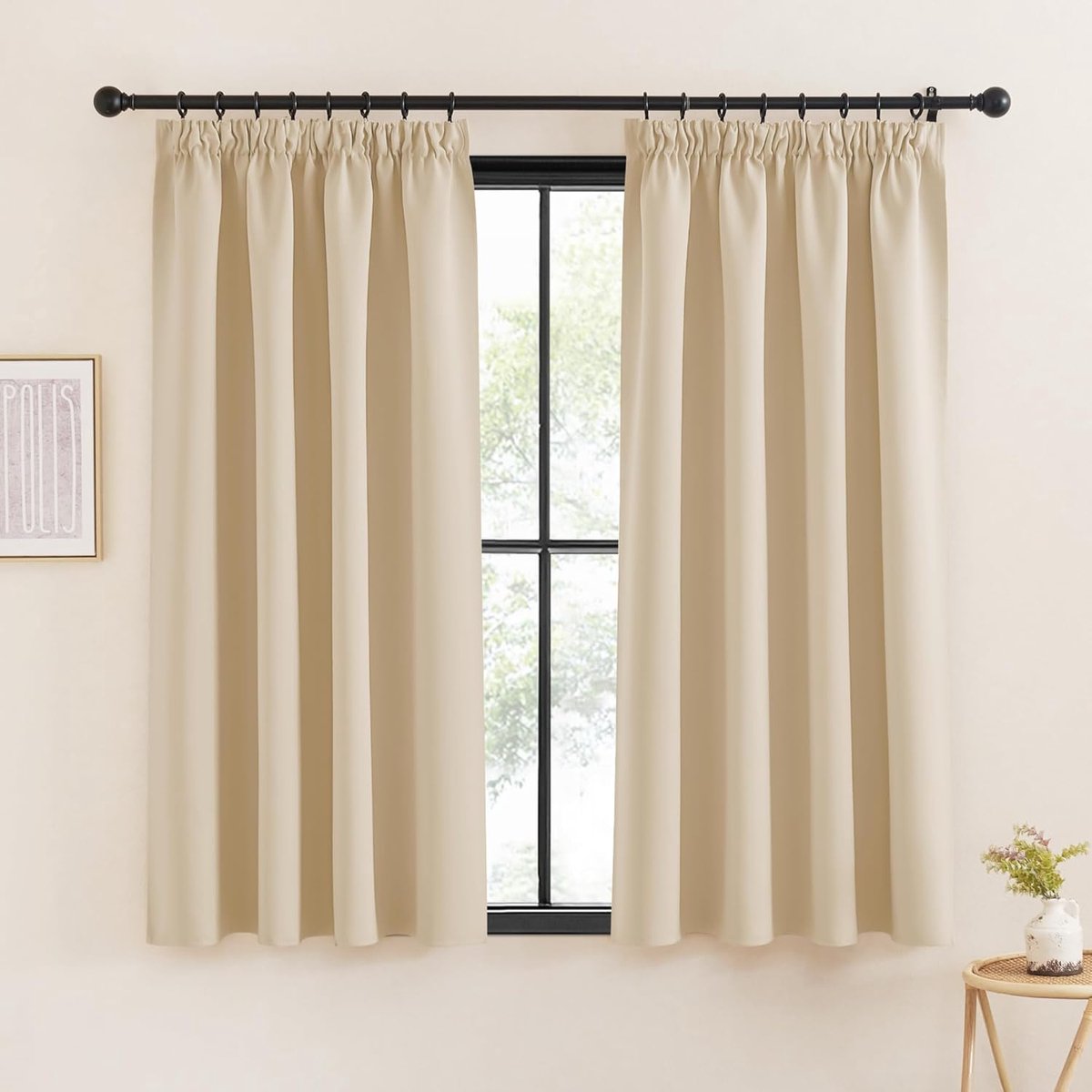 Warmte-isolerende Verduisteringsgordijnen Plooiband, Gordijnen voor Woonkamer en Slaapkamer, Modern Design, Plooiband,140B x 160H cm (2 Panelen),Biscotti Beige