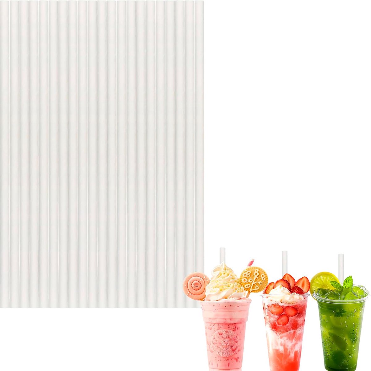 Rietjes voor handwerk, 100 stuks biologisch afbreekbaar wegwerprietje, 20 cm 6 mm boring papieren drinkrietjes koffiesap cocktailrietjes voor verjaardag bruiloft babyshower feest en