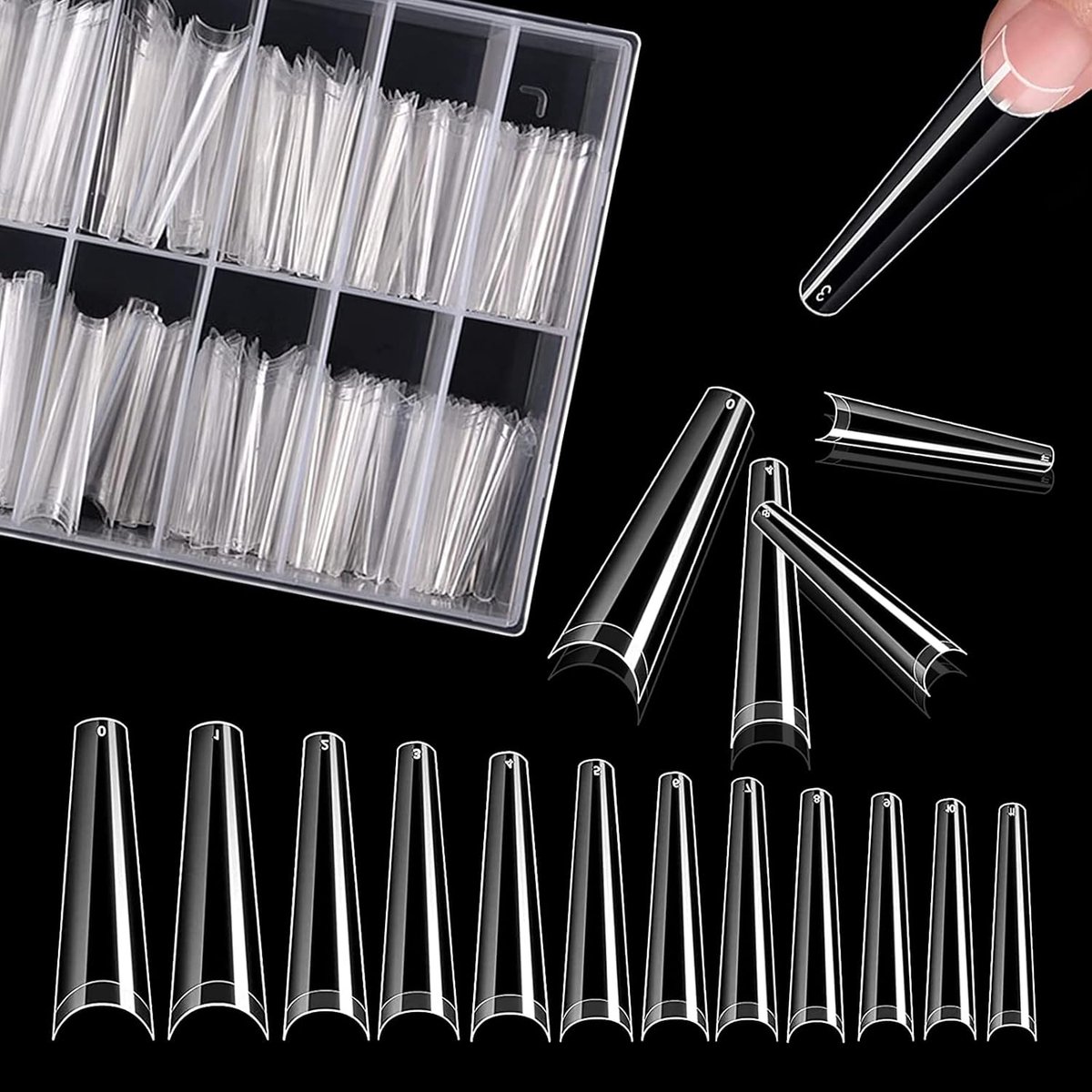 240 stuks valse nageltips, 12 maten, nagelverlenging, transparante nageltips, halve afdekking, valse nageltips, Frans, heldere acryl valse nagels voor doe-het-zelf nagelkunst