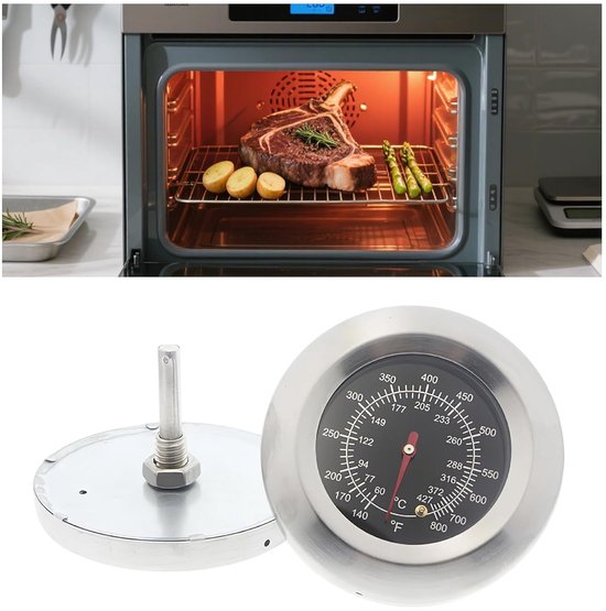 Thermometer voor Grill BBQ, roestvrij staal-roosterthermometer, barbecuethermometer, grilldekselthermometer analoog 50°C–500°C, roestvrij staal thermometer voor gasgrill, roker, pizzaoven, Weber Grill — afbeelding 2