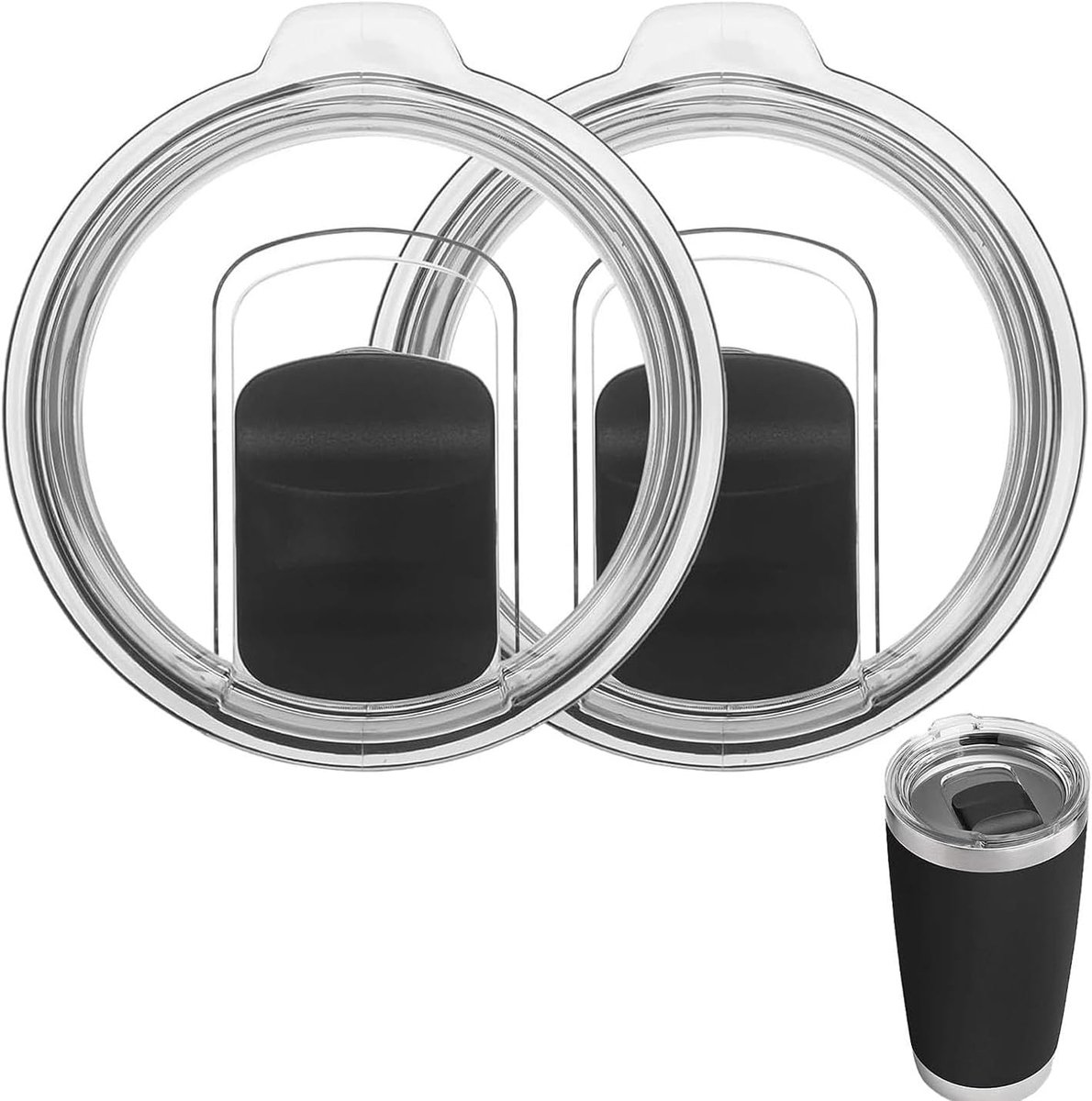 Deksels voor 20 oz Tumbler - Magnetische lekvrije deksel met schuifsluiting - Transparante afdekking voor roestvrijstalen beker & Travel Mug - Geschikt voor de meeste